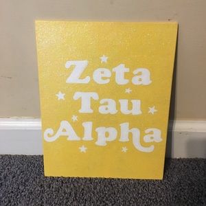 8x10 yellow Zeta Tau Alpha canvas with glitter